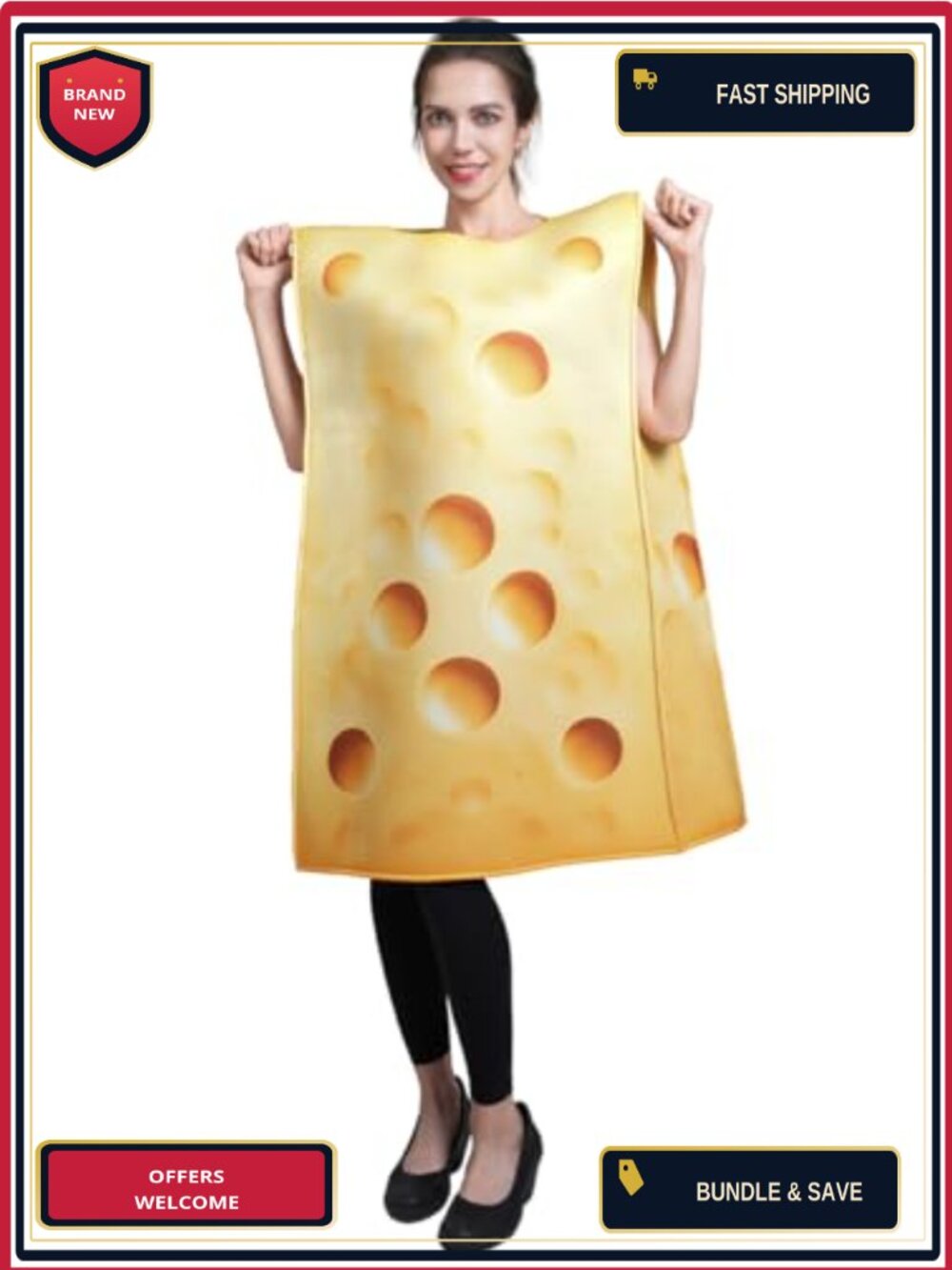 Adult Cheese Slice Costume Halloween Food Theme Party One-Piece Tabard